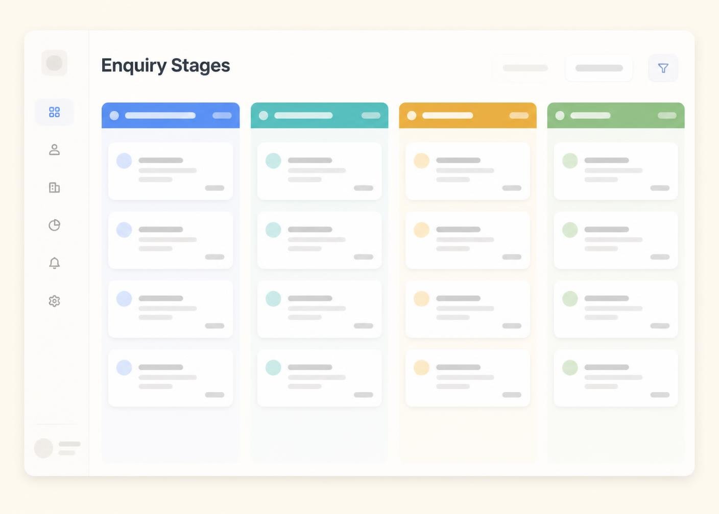 Intake status board preview with status pills for each enquiry